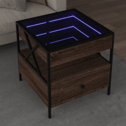 Sonata H Маса за кафе с Infinity LED, кафяв дъб, 50x50x51 см - Măsuțe de living