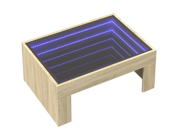 Sonata H Маса за кафе с Infinity LED, сонома дъб, 70x50x30 см
