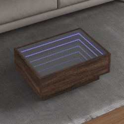 Sonata H Маса за кафе с LED, кафяв дъб, 70x50x30 см, инженерно дърво - Măsuțe de living