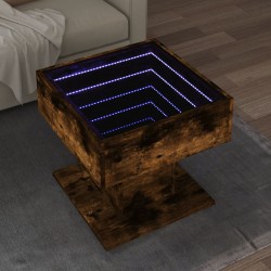 Sonata H Маса за кафе с LED, опушен дъб, 50x50x45 см, инженерно дърво - Măsuțe de living