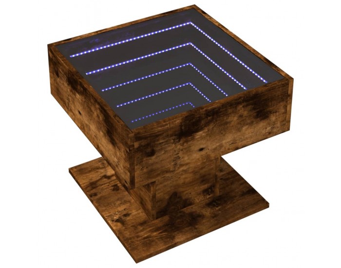 Sonata H Маса за кафе с LED, опушен дъб, 50x50x45 см, инженерно дърво