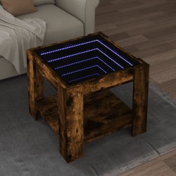 Sonata H Маса за кафе с LED, опушен дъб, 53x53x45 см, инженерно дърво - Măsuțe de living