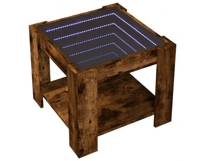 Sonata H Маса за кафе с LED, опушен дъб, 53x53x45 см, инженерно дърво