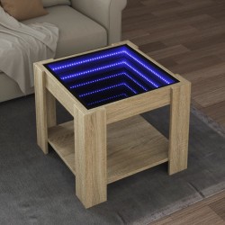Sonata H Маса за кафе с LED, дъб сонома, 53x53x45 см, инженерно дърво - Măsuțe de living