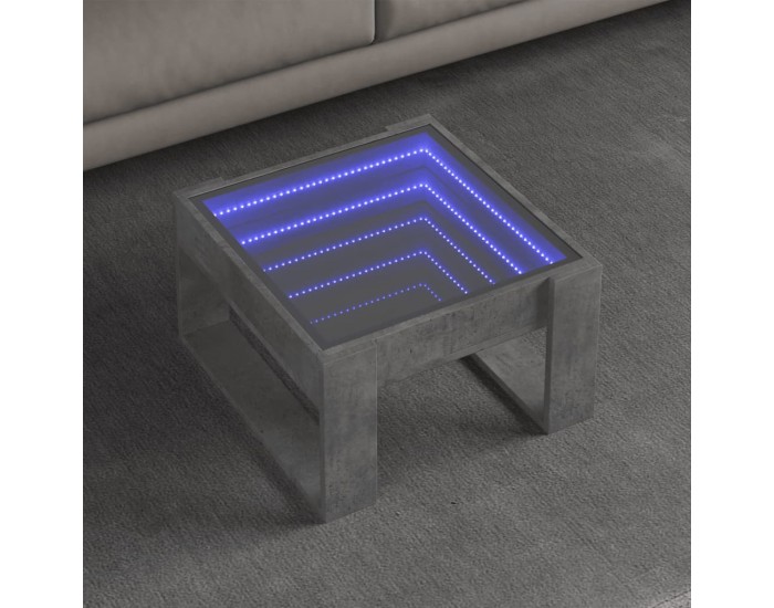 Sonata H Маса за кафе с Infinity LED, бетонно сив, 50x53x30 см