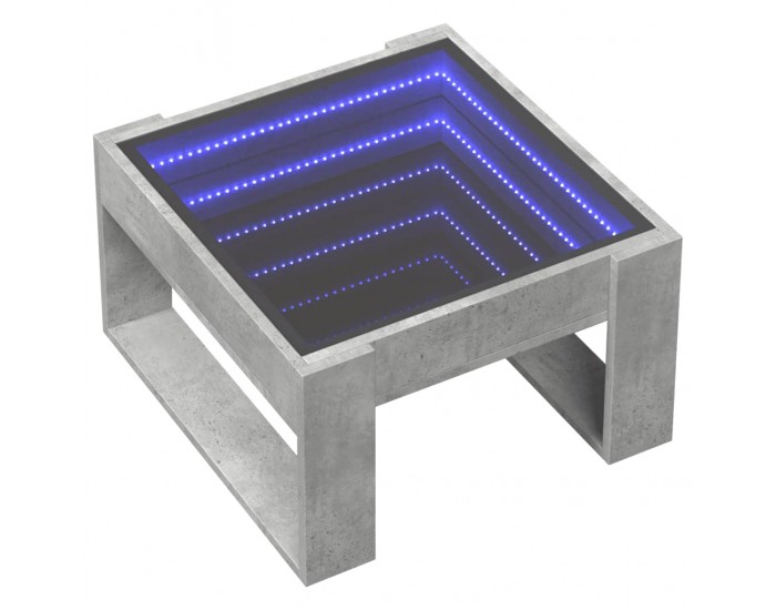 Sonata H Маса за кафе с Infinity LED, бетонно сив, 50x53x30 см