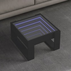 Sonata H Маса за кафе с Infinity LED, черна, 50x53x30 см - Măsuțe de living