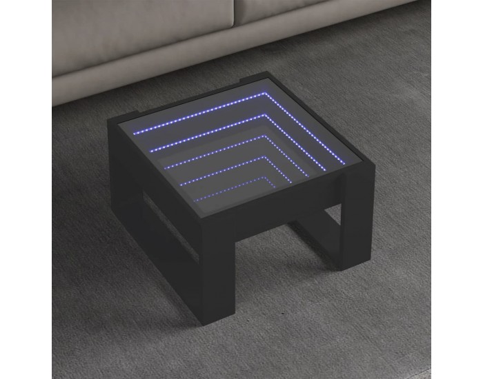Sonata H Маса за кафе с Infinity LED, черна, 50x53x30 см
