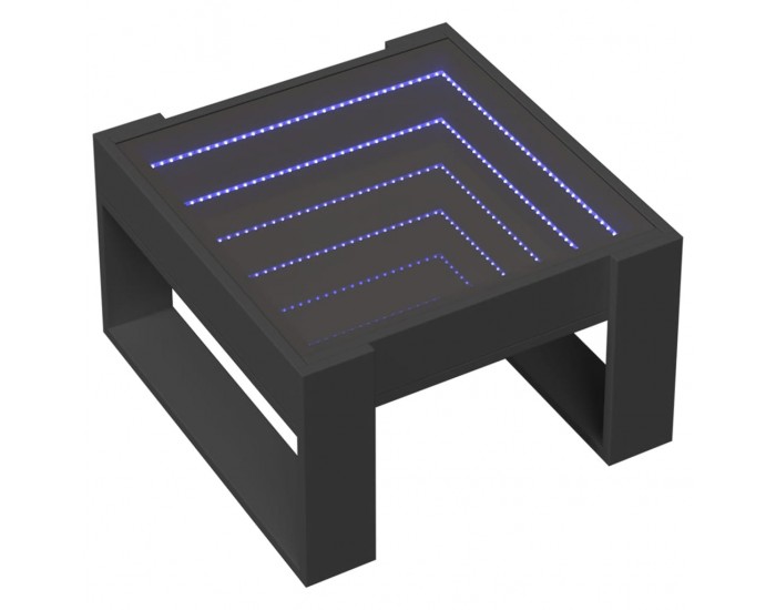 Sonata H Маса за кафе с Infinity LED, черна, 50x53x30 см