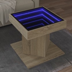 Sonata H Маса за кафе с LED, дъб сонома, 50x50x45 см, инженерно дърво - Măsuțe de living