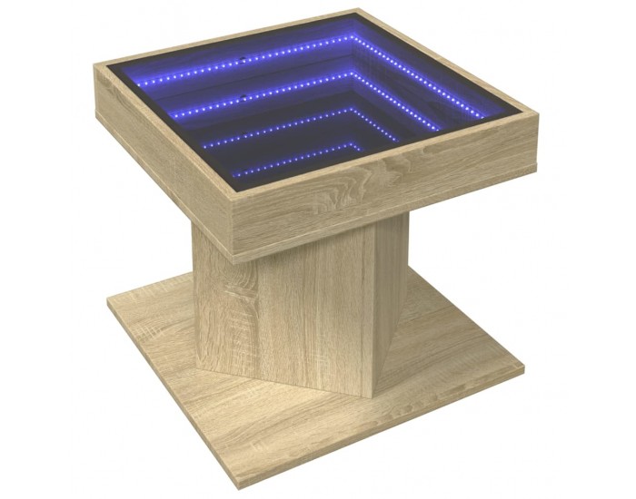 Sonata H Маса за кафе с LED, дъб сонома, 50x50x45 см, инженерно дърво