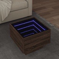 Sonata H Помощна маса с LED кафяв дъб 40x40x30 см инженерно дърво - Măsuțe de living