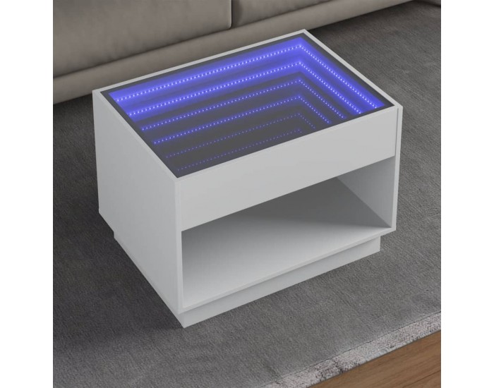 Sonata H Маса за кафе с Infinity LED, бяла, 70x50x50 см