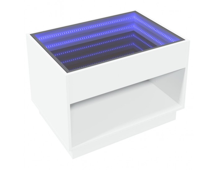 Sonata H Маса за кафе с Infinity LED, бяла, 70x50x50 см