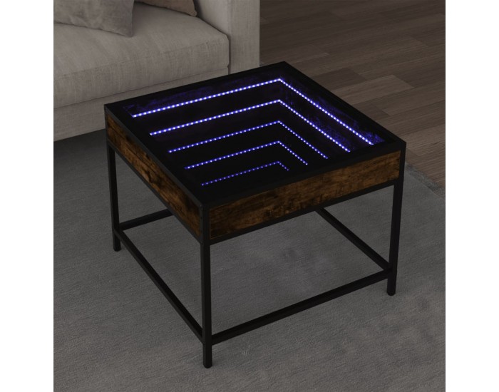 Sonata H Маса за кафе с Infinity LED, опушен дъб, 50x50x41 см