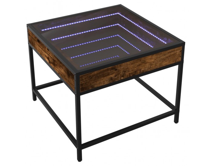 Sonata H Маса за кафе с Infinity LED, опушен дъб, 50x50x41 см