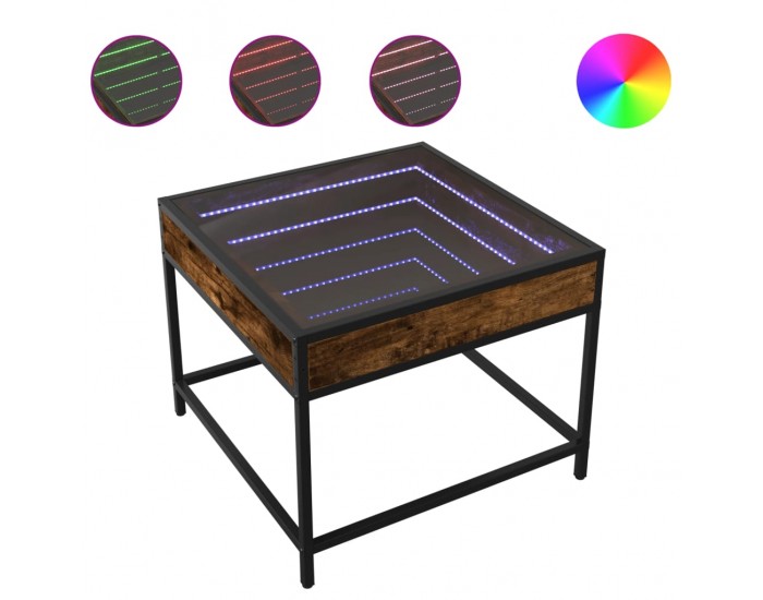 Sonata H Маса за кафе с Infinity LED, опушен дъб, 50x50x41 см