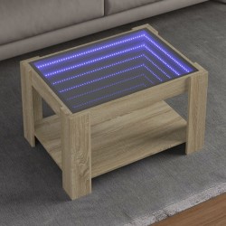 Sonata H Маса за кафе с LED, дъб сонома, 73x53x45 см, инженерно дърво - Măsuțe de living