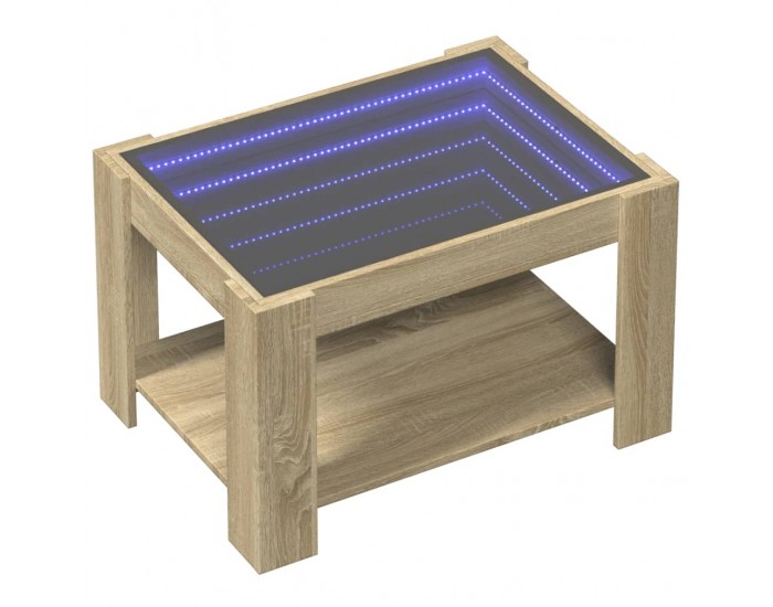 Sonata H Маса за кафе с LED, дъб сонома, 73x53x45 см, инженерно дърво