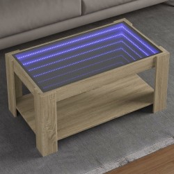 Sonata H Маса за кафе с LED, дъб сонома, 93x53x45 см, инженерно дърво - Măsuțe de living