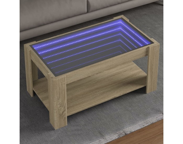 Sonata H Маса за кафе с LED, дъб сонома, 93x53x45 см, инженерно дърво
