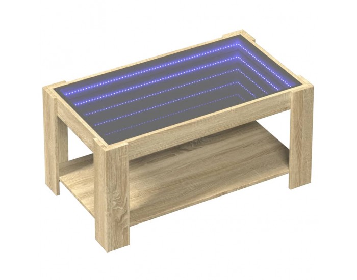 Sonata H Маса за кафе с LED, дъб сонома, 93x53x45 см, инженерно дърво