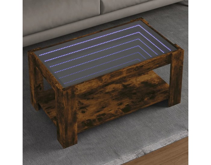 Sonata H Маса за кафе с LED, опушен дъб, 93x53x45 см, инженерно дърво