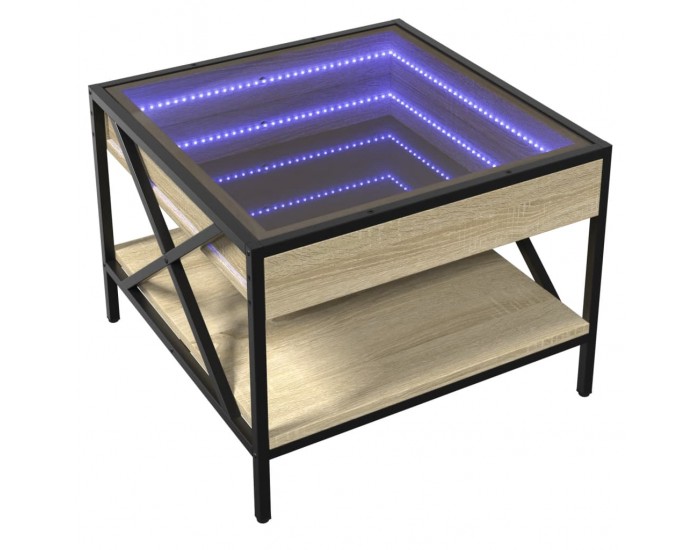 Sonata H Маса за кафе с Infinity LED, сонома дъб, 50x50x38 см