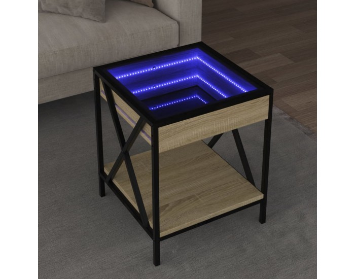 Sonata H Маса за кафе с Infinity LED, сонома дъб, 40x40x49 см