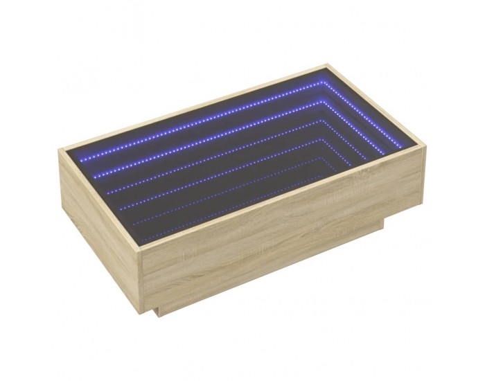 Sonata H Маса за кафе с LED, сонома дъб, 90x50x30 см, инженерно дърво