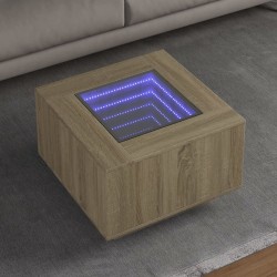 Sonata H Маса за кафе с LED, дъб сонома, 60x60x40 см, инженерно дърво - Măsuțe de living