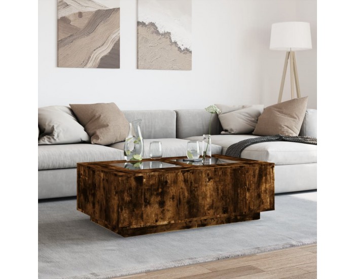 Sonata H Маса за кафе с Infinity LED, опушен дъб, 116x69x40 см