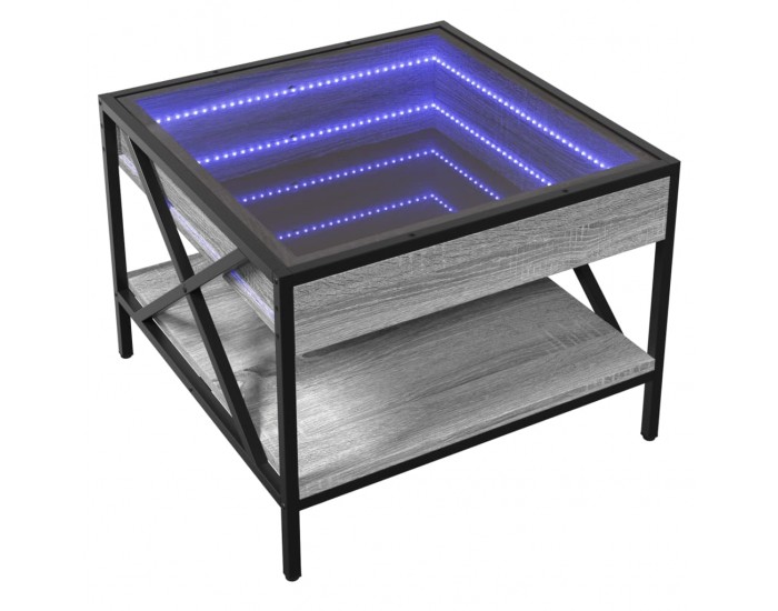 Sonata H Маса за кафе с Infinity LED, сив сонома, 50x50x38 см