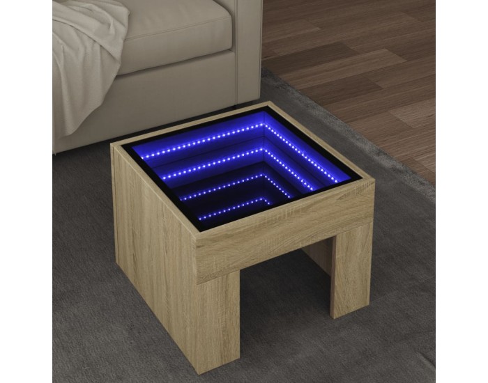 Sonata H Маса за кафе с Infinity LED, дъб сонома, 40x40x30 см