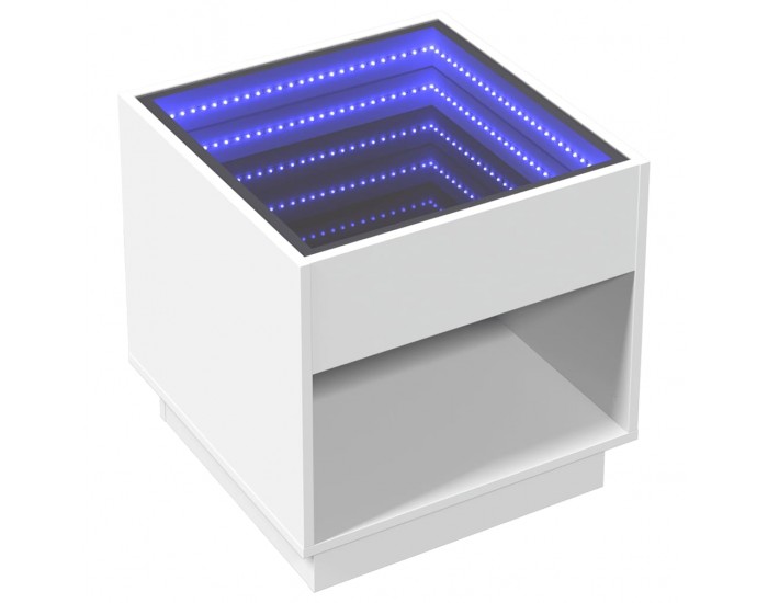 Sonata H Маса за кафе с Infinity LED, бяла, 50x50x50 см