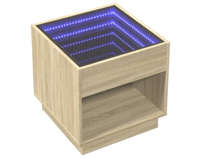 Sonata H Маса за кафе с Infinity LED, сонома дъб, 50x50x50 см