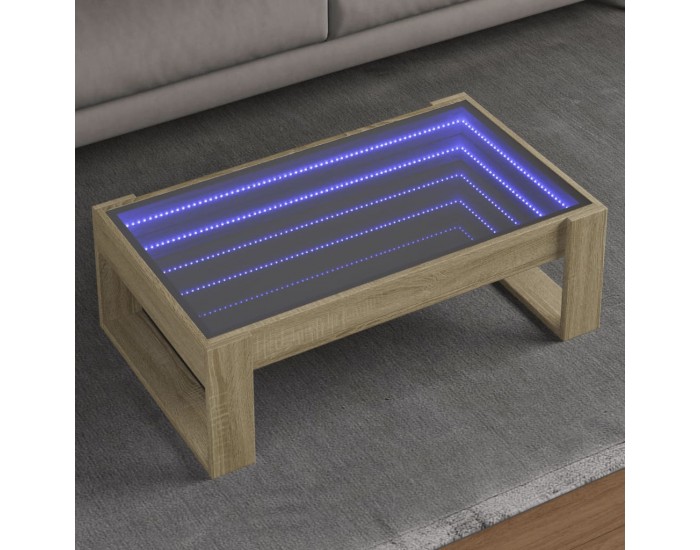 Sonata H Маса за кафе с Infinity LED, сонома дъб, 90x53x30 см