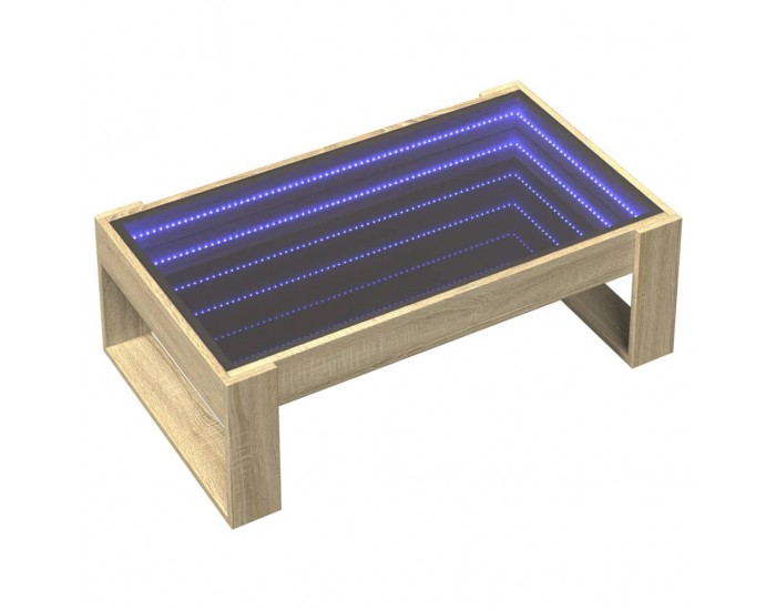 Sonata H Маса за кафе с Infinity LED, сонома дъб, 90x53x30 см