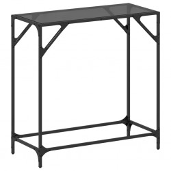 Sonata H Конзолна маса с черен стъклен плот 80x35x81 см стомана - Măsuțe de living
