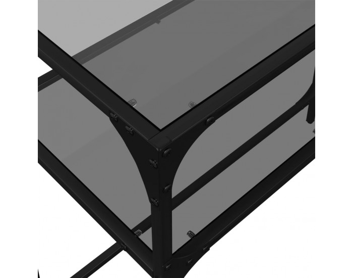 Sonata H Конзолна маса с черен стъклен плот 98x35x81 см стомана