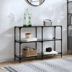 Sonata H Конзолна маса с черен стъклен плот 118,5x30x81 см стомана - Măsuțe de living