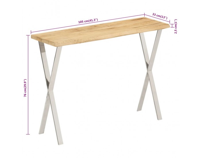Sonata H Конзолна маса с жив ръб 105x33x76 см масивно мангово дърво