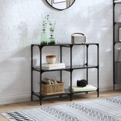 Sonata H Конзолна маса с черен стъклен плот 98x30x81 см стомана - Măsuțe de living