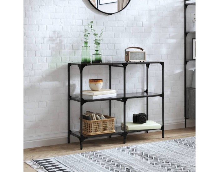 Sonata H Конзолна маса с черен стъклен плот 98x30x81 см стомана