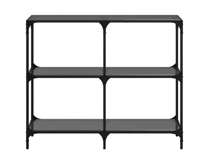 Sonata H Конзолна маса с черен стъклен плот 98x30x81 см стомана