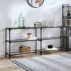 Sonata H Конзолна маса с прозрачен стъклен плот 194,5x30x81 см стомана - Măsuțe de living