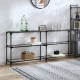 Sonata H Конзолна маса с прозрачен стъклен плот 194,5x30x81 см стомана