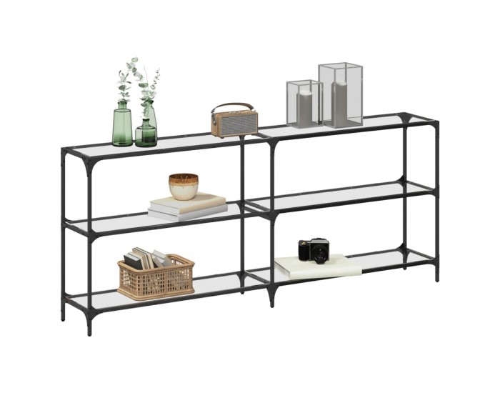 Sonata H Конзолна маса с прозрачен стъклен плот 194,5x30x81 см стомана