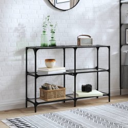 Sonata H Конзолна маса с прозрачен стъклен плот 118,5x30x81 см стомана - Măsuțe de living