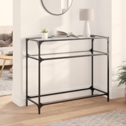 Sonata H Конзолна маса с прозрачен стъклен плот 98x35x81 см стомана - Măsuțe de living